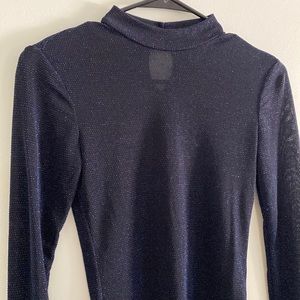 Forever 21 mock neck sheer sparkle leotard